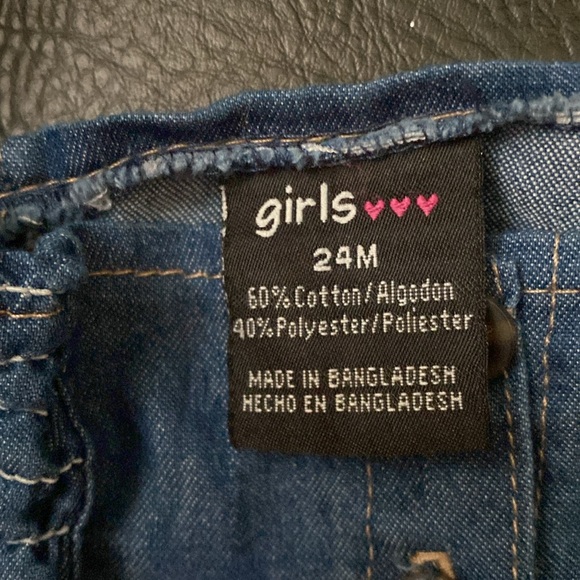 Toddler Girl Blue Denim Romper with Belt, Size 24M - Picture 3 of 3